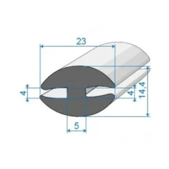 Joint de pare brise en forme de H - 23 x 14,4 mm