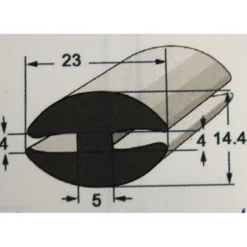 Joint de pare brise et de glace noir - 23 x 14 mm