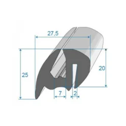 Joint de pare brise noir - 27,5 x 25 mm