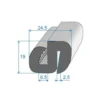 Joint de pare brise noir - 24,5 x 19 mm