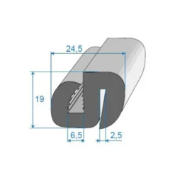 Joint de pare brise noir - 24,5 x 19 mm