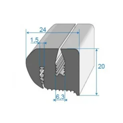 Joint de pare brise noir - 24 x 20 mm