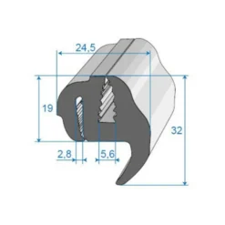 Joint de pare brise noir - 24,5 x 32 mm