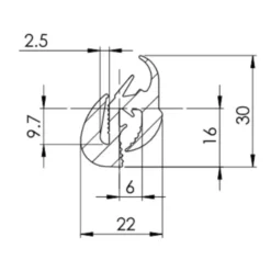 Joint de pare-brise pour Peugeot 205 (02/1983-12/1998) - Qualité origine