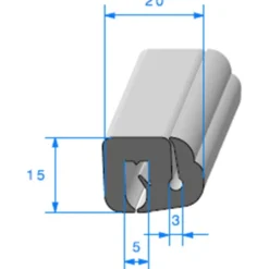 Joint de pare brise - 20,6 x 15 mm