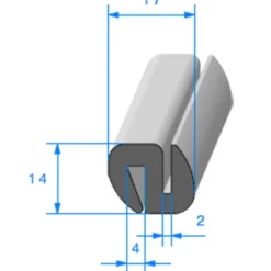 Joint de pare brise - 17 x 14 mm