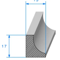 Joint de porte noir - 15 x 17 mm