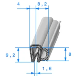 Joint de porte noir - 8,2 x 9,2 mm