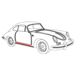 Joint inférieur de porte pour Porsche 356 B et C 1.6 à 2.0