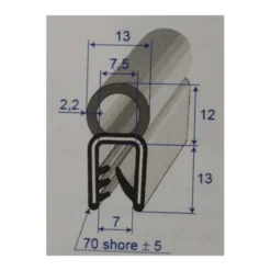 Joint élastomère noir à armature métallique - 13 x 25 mm