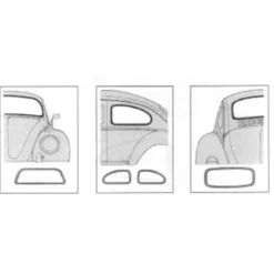 Joints de lunette arrière Deluxe pour Volkswagen Coccinelle Split-> 1953 - 2 pièces