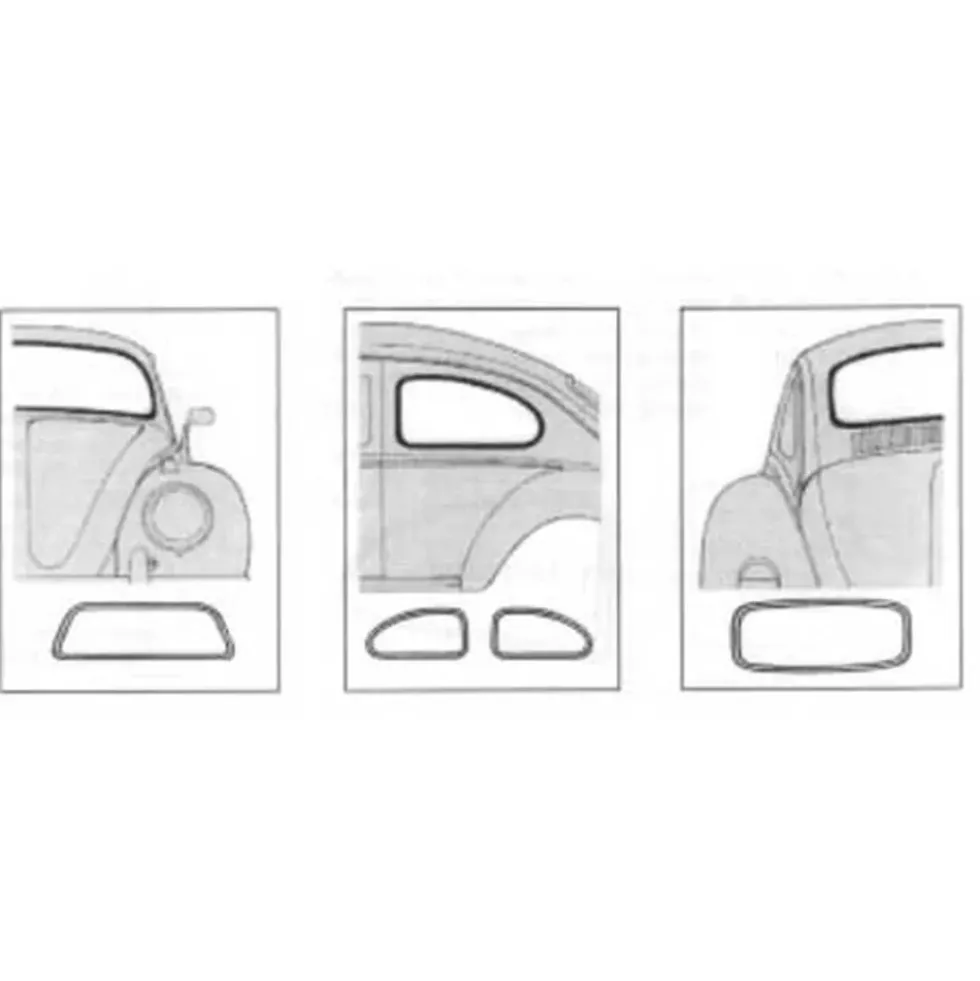 Joints de lunette arrière Deluxe pour Volkswagen Coccinelle Split-> 1953 - 2 pièces