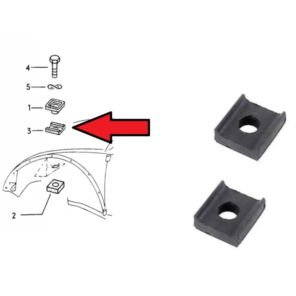 Joints supérieurs entre train avant et caisse pour VOLKSWAGEN Coccinelle 1200 / 1300 depuis 61-> - 2 pièces