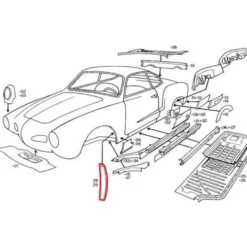 Joint vertical de pare-boue avant pour Karmann T14