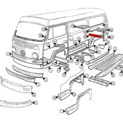 Jupe arrière extérieure pour VOLKSWAGEN Combi Bay Window (1972-1979)