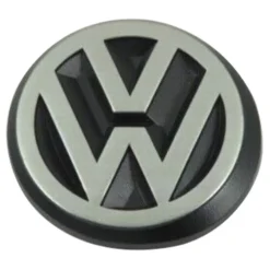 Logo arrière VW 50mm chromé sur fond noir pour VW Golf 1 Cabriolet Golf 2 Jetta 2 Polo 2 86C Passat B2 et Scirocco 2