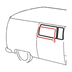 Moulure aluminium DeLuxe de vitre centrale 3/4 droite pour Combi 68 ->79