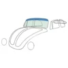 Pare-brise vert bande bleue pour VOLKSWAGEN Coccinelle 1303 Cabriolet (08/1972-01/1980)