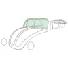 Pare-brise vert bande verte pour VOLKSWAGEN Coccinelle 1303 Cabriolet (08/1972-01/1980)