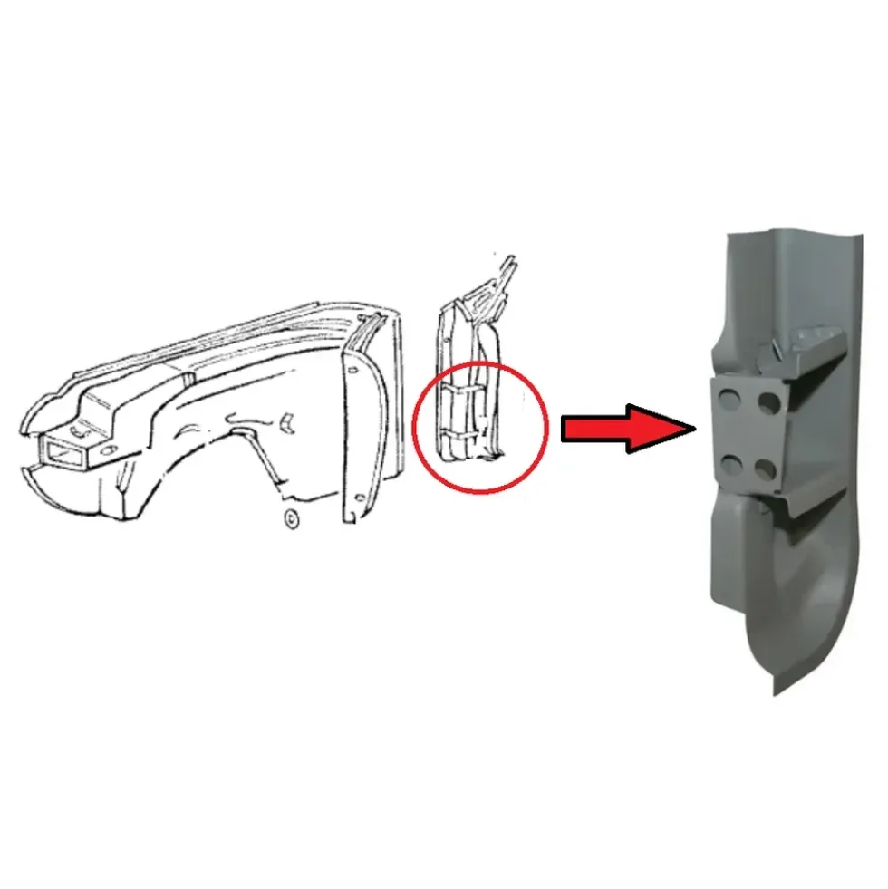 Pied de porte avant inférieur gauche pour VW Karmann-Ghia