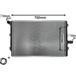 Radiateur d'eau moteur pour Audi A3 8P 1.6 TDI, 2.0 TDI et S3 2.0 TFSI