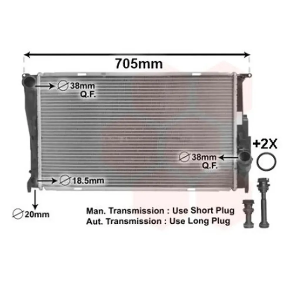 Radiateur d'eau moteur pour Bmw Série 1 E81 Berline, E87 Berline, E82 Coupé et E88 Cabriolet (02/2003-09/2013) - Diesel