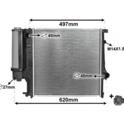 Radiateur d'eau pour BMW Série 3 E36 Berline Compact Touring Coupé Cabriolet boîte de vitesses manuelle (11/1989-) ou automatique (10/1991-) - avec climatisation