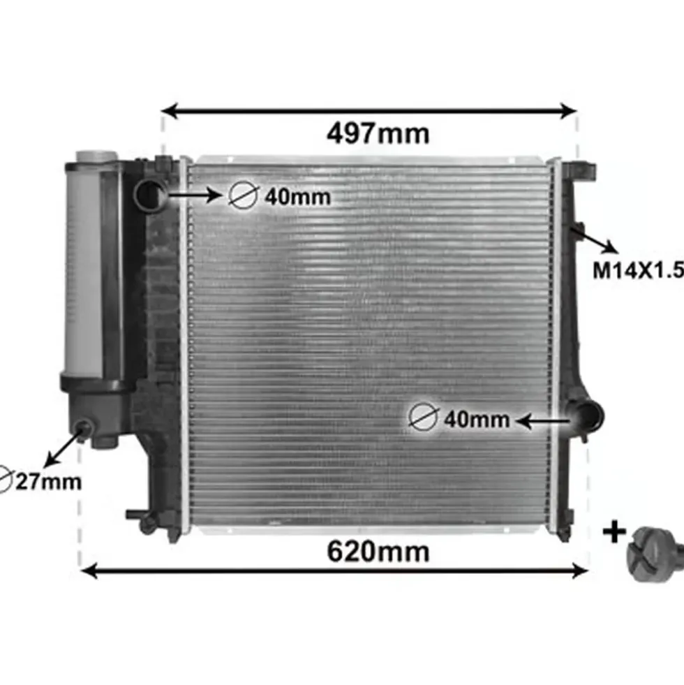 Radiateur d'eau pour BMW Z3 E36 Roadster 1.8 et 1.9 boîte manuelle (12/1994-06/2002) - avec ou sans climatisation