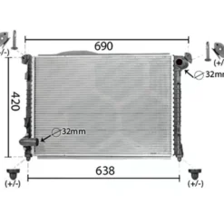 Radiateur d'eau pour MINI II R50 Berline et R52 Cabriolet essence avec climatisation - moteur W10B16