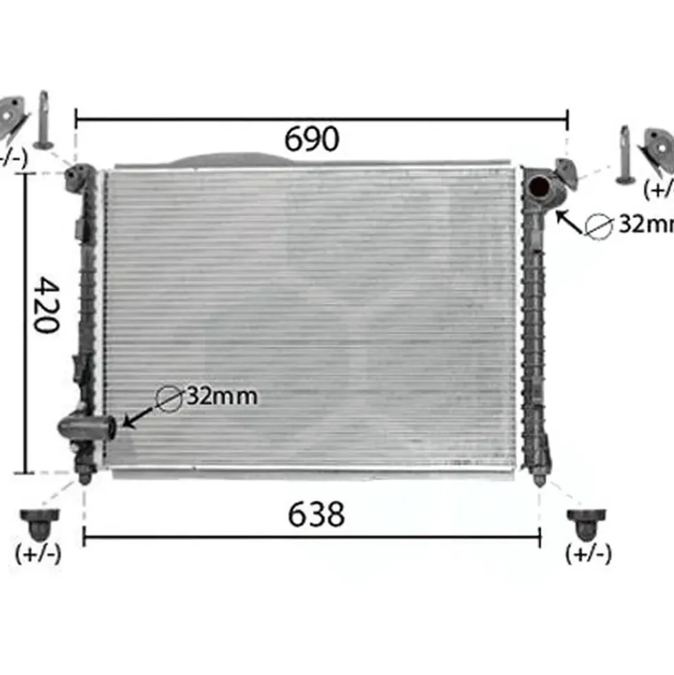 Radiateur d'eau pour MINI II R50 Berline et R52 Cabriolet essence avec climatisation - moteur W10B16