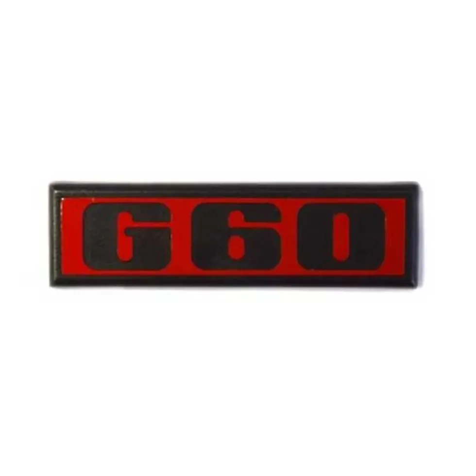 Sigle adhésif G60 noir sur fond rouge pour face arrière de VW Golf 2 GTI G60 (08/1988-07/1991)