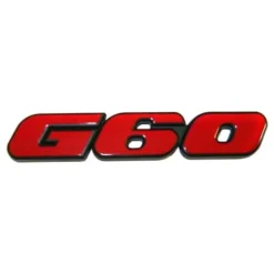 Sigle adhésif G60 rouge sur fond noir pour face arrière de VW Corrado G60 phase 1 et 2 (08/1988-07/1993)