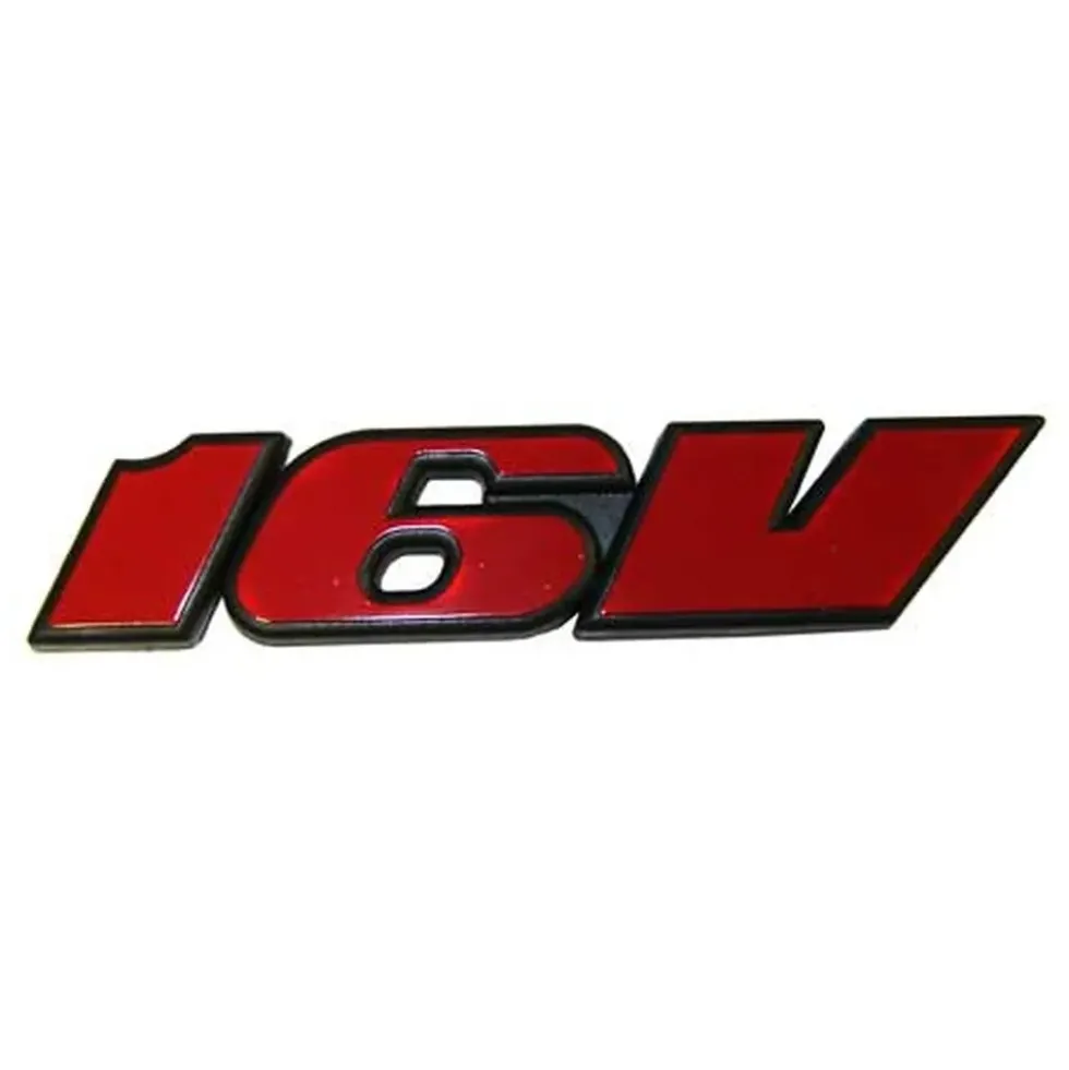 Sigle adhésif 16V rouge sur fond noir pour face arrière de VW Golf 3 GTI 16V (08/1992-08/1997)