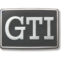 Sigle GTI argent sur fond noir d'aile avant pour VW Golf 2 et Jetta 2 GTI (08/1983-07/1992)