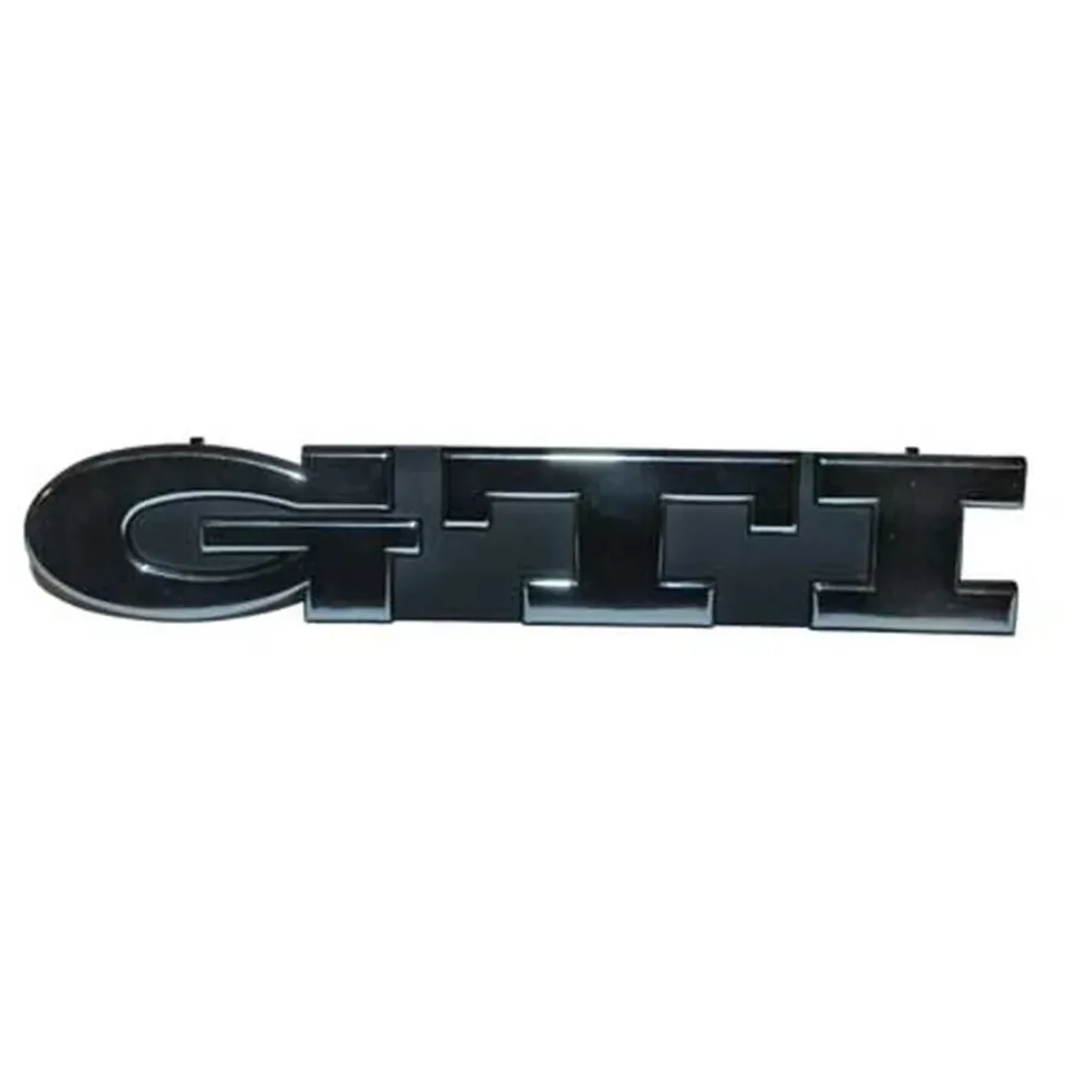 Sigle GTI chromé sur fond noir de calandre 2 barettes pour VW Golf 3 GTI 8S et 16S (09/1991-08/1997)
