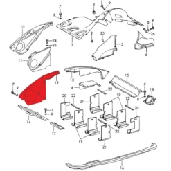 Tôle avant de moteur DANSK pour Porsche 911 type F et 912 (1965-1968) - côté gauche