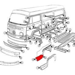 Tôle extérieure de marche avant gauche pour VOLKSWAGEN Combi Bay Window (08/1967-07/1972)