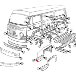 Tôle intérieure de marche avant gauche pour VOLKSWAGEN Combi Bay Window (08/1967-07/1972)
