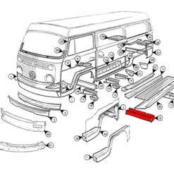 Traverse avant pour VOLKSWAGEN Combi Bay Window (08/1972-07/1979)