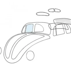 Vitre avant droite pour VW Coccinelle 10/52 ->07/64