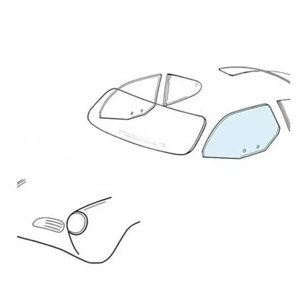 Vitre avant gauche Karmann-Ghia Coupé 60 ->74