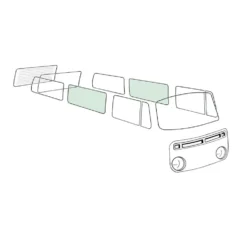 Vitre latérale centrale teintée verte pour VOLKSWAGEN Combi Bay Window (08/1967-07/1979)
